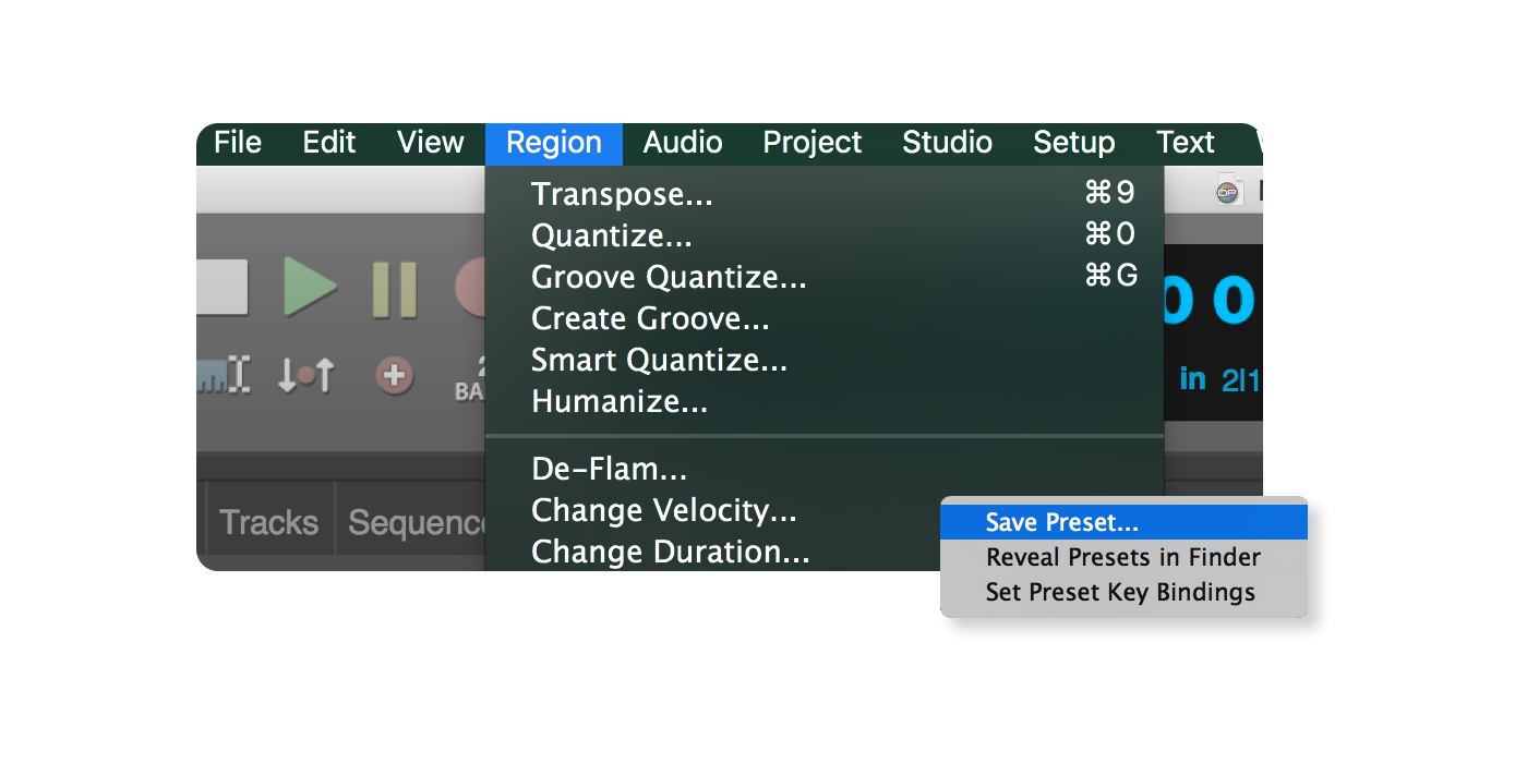 REGION MENU PRESETS